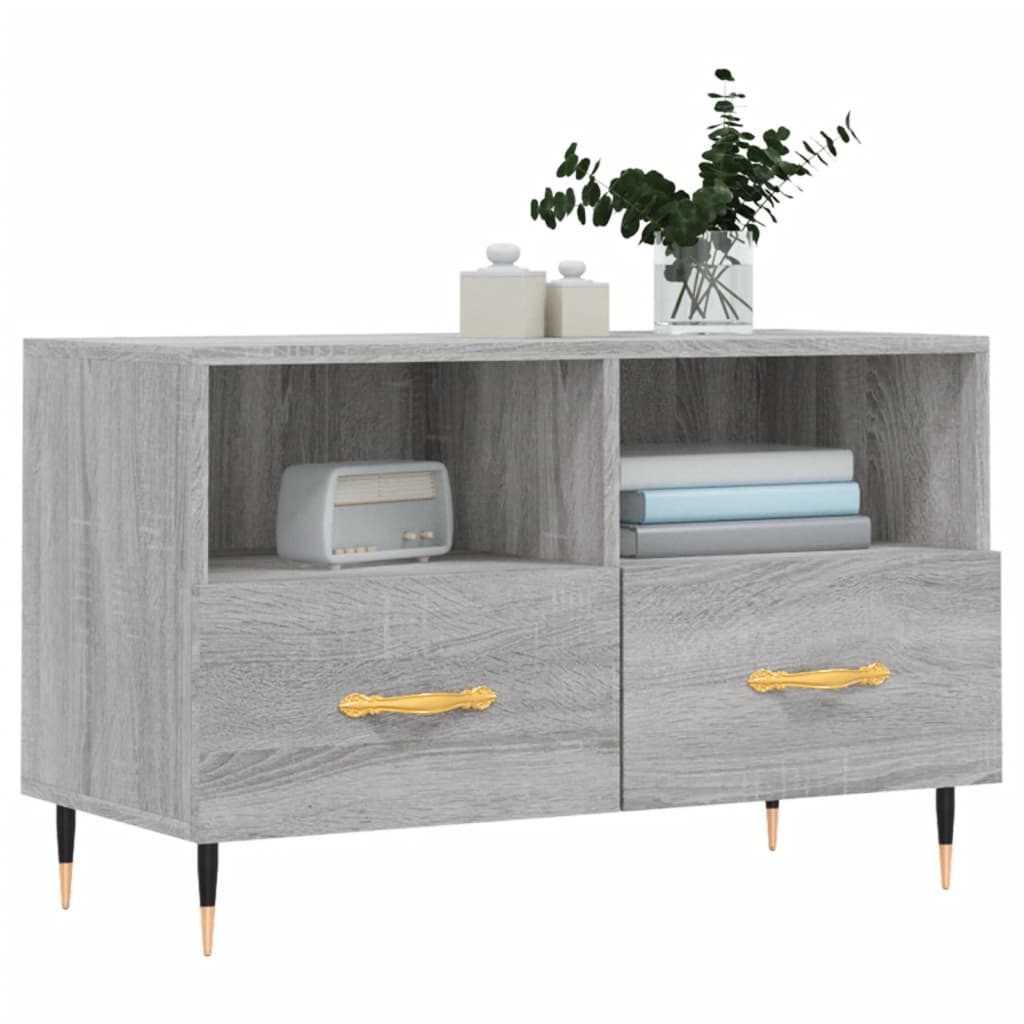 Tv-meubel 80x36x50 cm bewerkt hout grijs sonoma eikenkleurig is nu te koop bij PeponiXL, paradijselijk wonen!