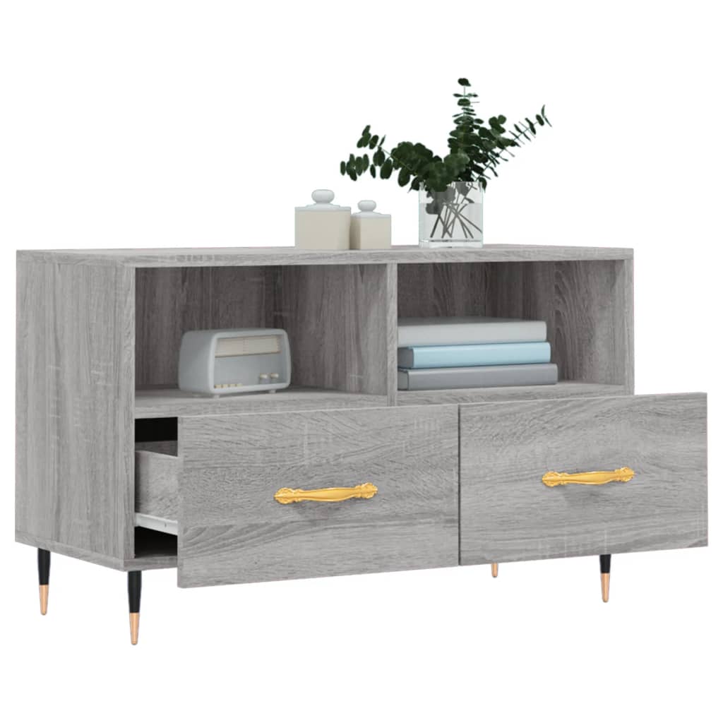 Tv-meubel 80x36x50 cm bewerkt hout grijs sonoma eikenkleurig is nu te koop bij PeponiXL, paradijselijk wonen!