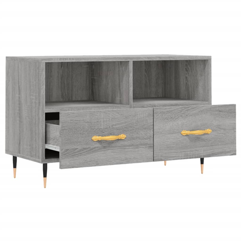 Tv-meubel 80x36x50 cm bewerkt hout grijs sonoma eikenkleurig is nu te koop bij PeponiXL, paradijselijk wonen!