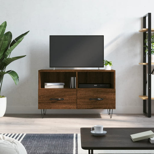Tv-meubel 80x36x50 cm bewerkt hout bruin eikenkleur is nu te koop bij PeponiXL, paradijselijk wonen!