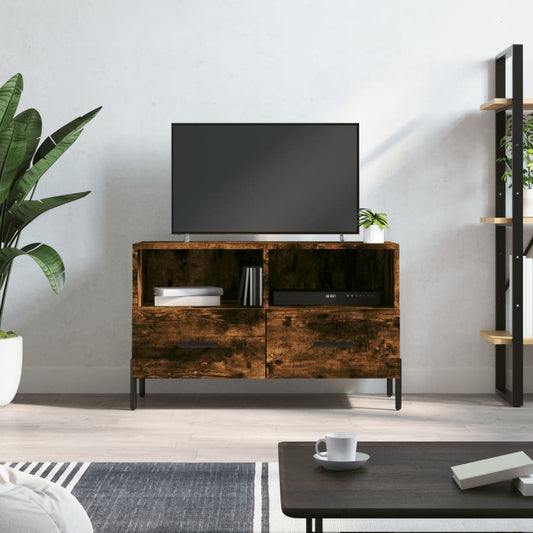 Tv-meubel 80x36x50 cm bewerkt hout gerookt eikenkleurig is nu te koop bij PeponiXL, paradijselijk wonen!
