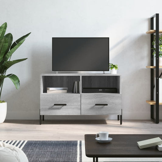 Tv-meubel 80x36x50 cm bewerkt hout grijs sonoma eikenkleurig is nu te koop bij PeponiXL, paradijselijk wonen!