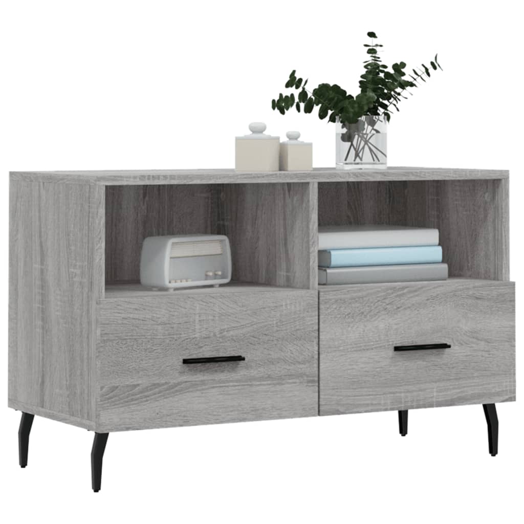 Tv-meubel 80x36x50 cm bewerkt hout grijs sonoma eikenkleurig is nu te koop bij PeponiXL, paradijselijk wonen!