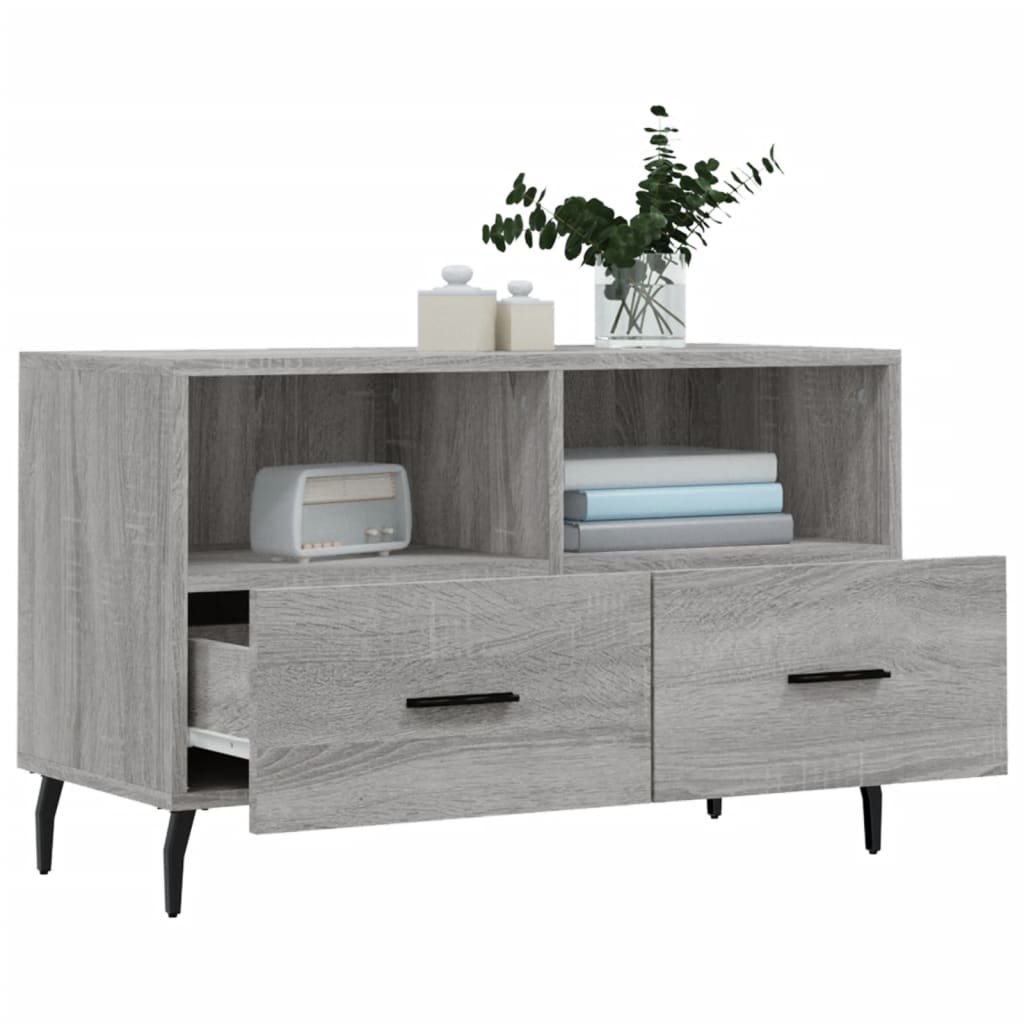 Tv-meubel 80x36x50 cm bewerkt hout grijs sonoma eikenkleurig is nu te koop bij PeponiXL, paradijselijk wonen!