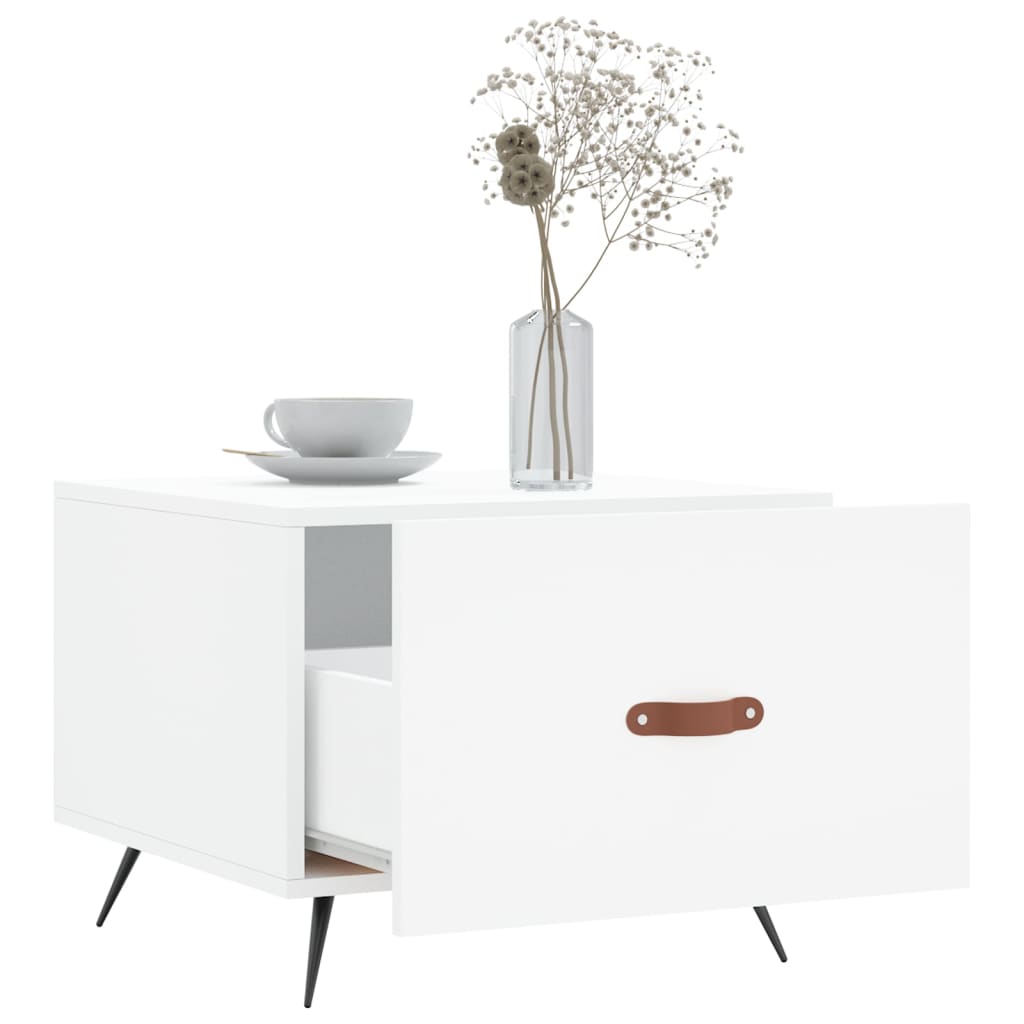 Salontafel 50x50x40 cm bewerkt hout wit is nu te koop bij PeponiXL, paradijselijk wonen!
