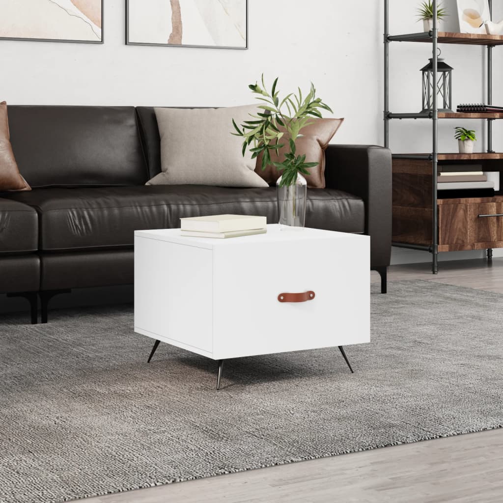 Salontafel 50x50x40 cm bewerkt hout wit is nu te koop bij PeponiXL, paradijselijk wonen!