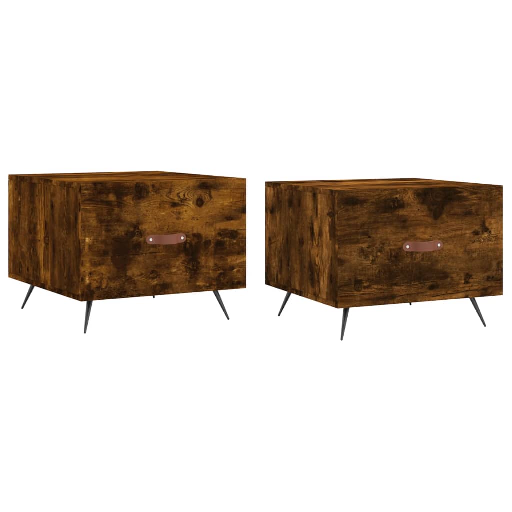 Salontafels 2 st 50x50x40 cm bewerkt hout gerookt eikenkleurig is nu te koop bij PeponiXL, paradijselijk wonen!