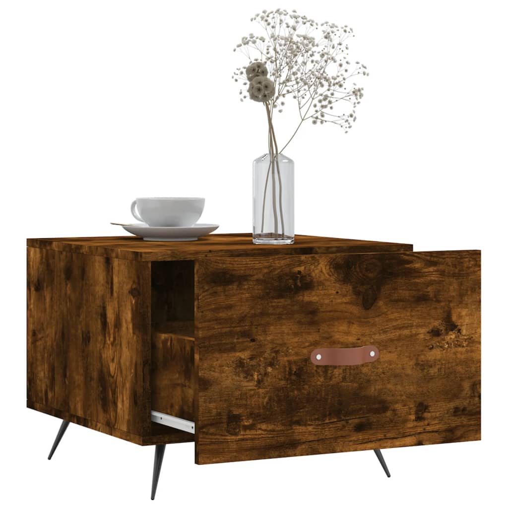 Salontafels 2 st 50x50x40 cm bewerkt hout gerookt eikenkleurig is nu te koop bij PeponiXL, paradijselijk wonen!