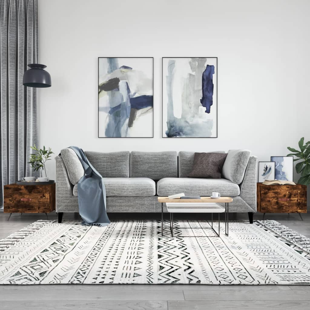 Salontafels 2 st 50x50x40 cm bewerkt hout gerookt eikenkleurig is nu te koop bij PeponiXL, paradijselijk wonen!