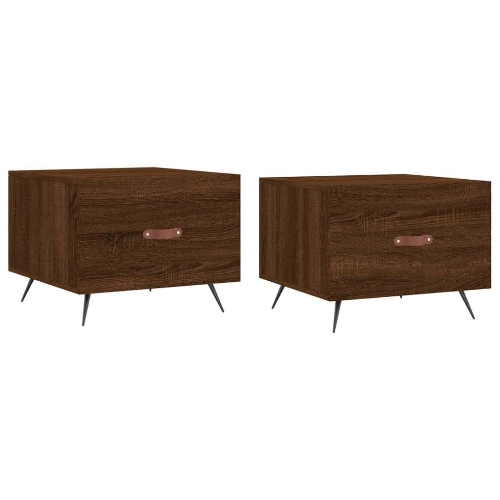 Salontafels 2 st 50x50x40 cm bewerkt hout bruin eikenkleur is nu te koop bij PeponiXL, paradijselijk wonen!