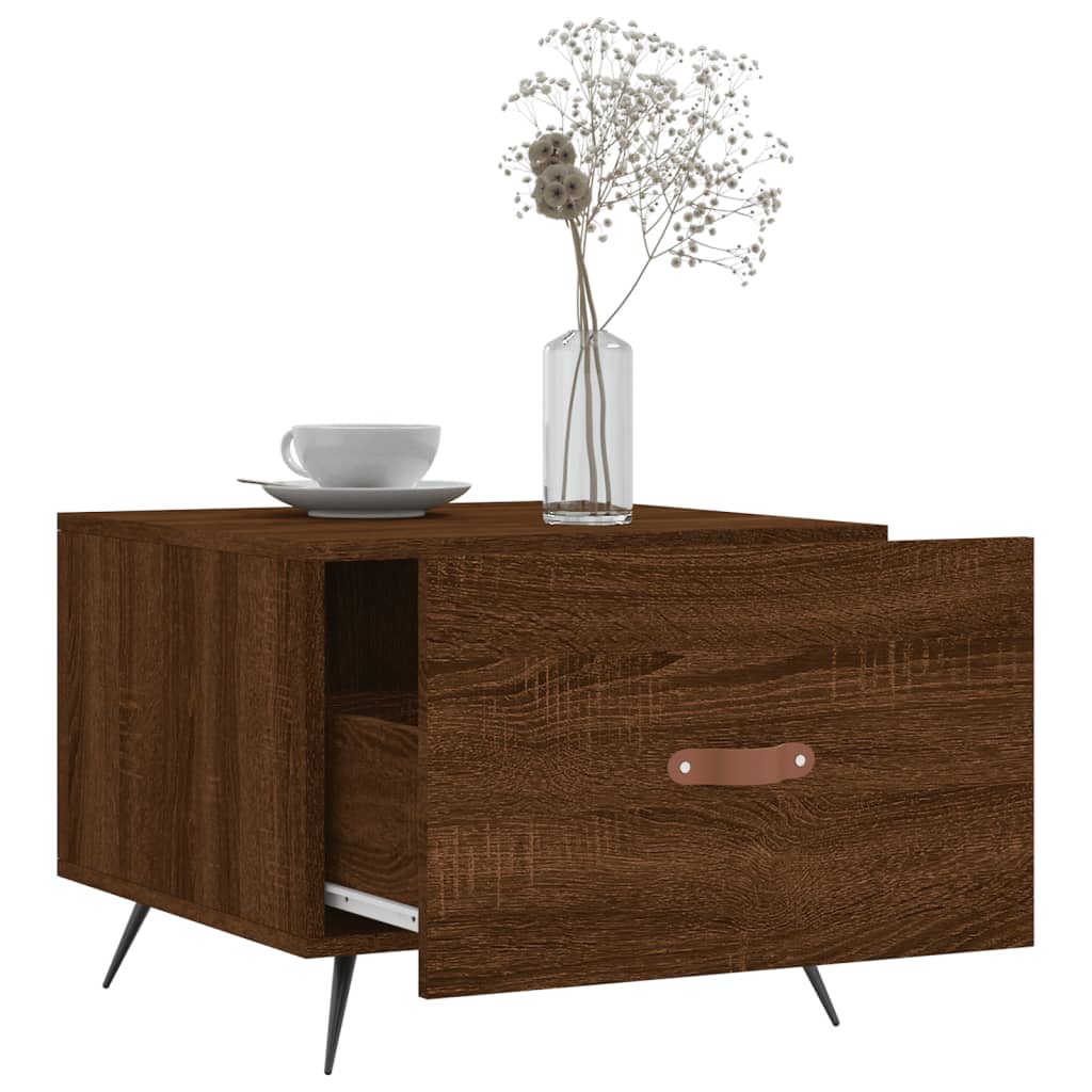 Salontafels 2 st 50x50x40 cm bewerkt hout bruin eikenkleur is nu te koop bij PeponiXL, paradijselijk wonen!