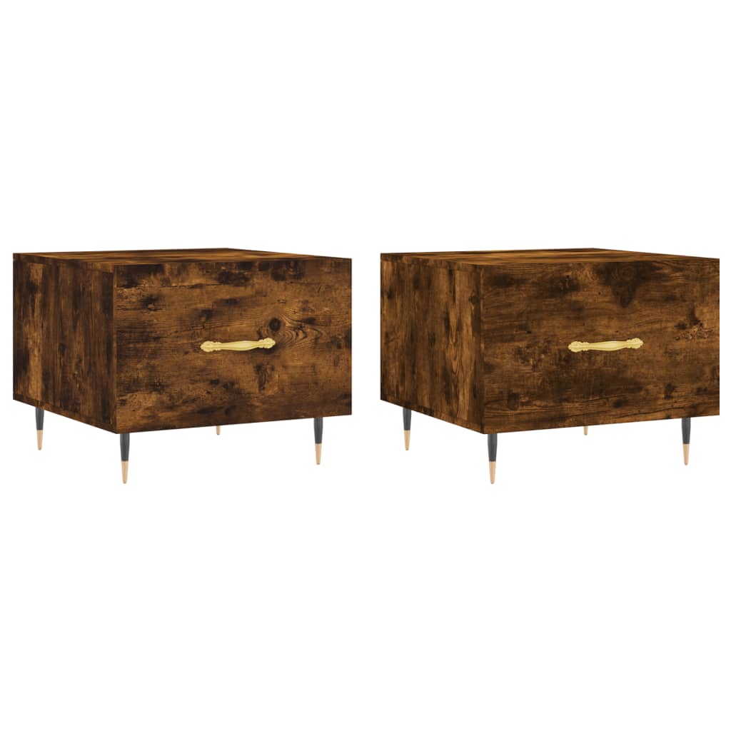 Salontafels 2 st 50x50x40 cm bewerkt hout gerookt eikenkleurig is nu te koop bij PeponiXL, paradijselijk wonen!