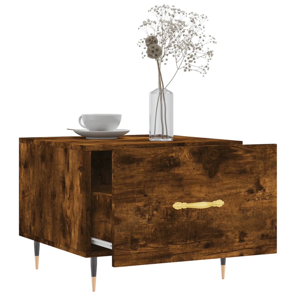 Salontafels 2 st 50x50x40 cm bewerkt hout gerookt eikenkleurig is nu te koop bij PeponiXL, paradijselijk wonen!