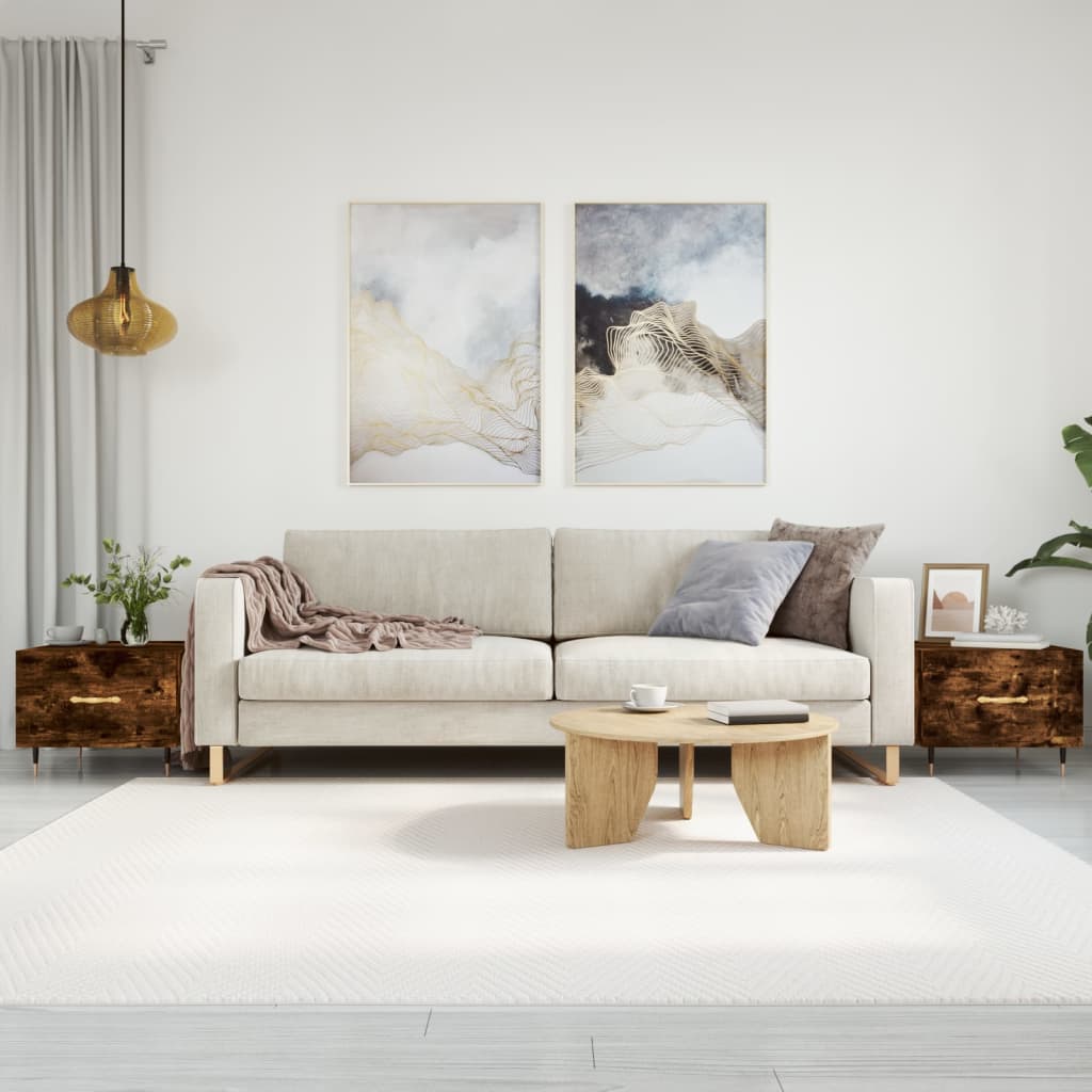 Salontafels 2 st 50x50x40 cm bewerkt hout gerookt eikenkleurig is nu te koop bij PeponiXL, paradijselijk wonen!