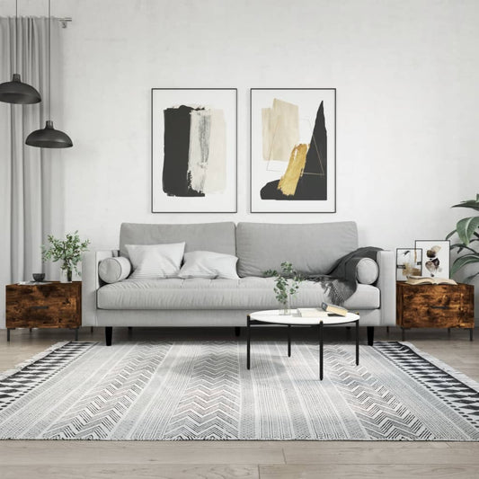 Salontafels 2 st 50x50x40 cm bewerkt hout gerookt eikenkleurig is nu te koop bij PeponiXL, paradijselijk wonen!