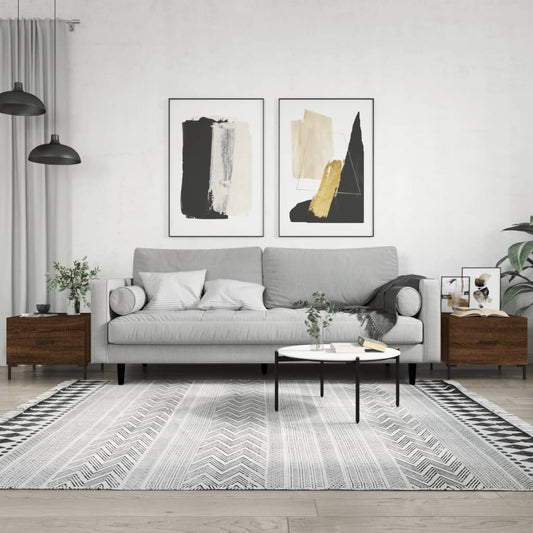 Salontafels 2 st 50x50x40 cm bewerkt hout bruin eikenkleur is nu te koop bij PeponiXL, paradijselijk wonen!