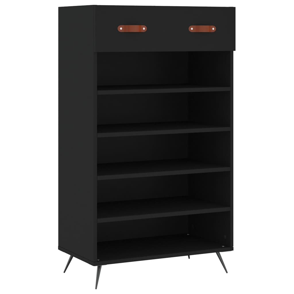 Schoenenkast 60x35x105 cm bewerkt hout zwart is nu te koop bij PeponiXL, paradijselijk wonen!