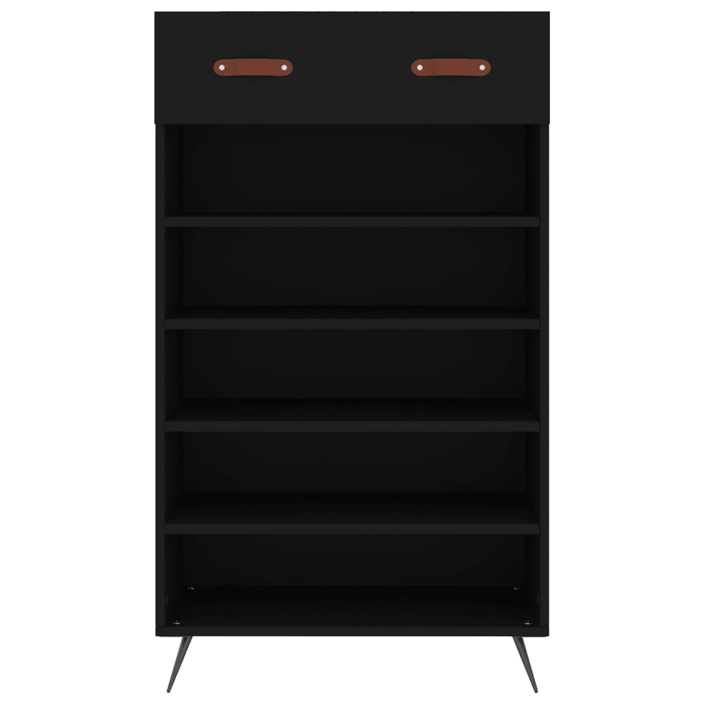 Schoenenkast 60x35x105 cm bewerkt hout zwart is nu te koop bij PeponiXL, paradijselijk wonen!