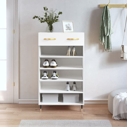 Schoenenkast 60x35x105 cm bewerkt hout wit is nu te koop bij PeponiXL, paradijselijk wonen!