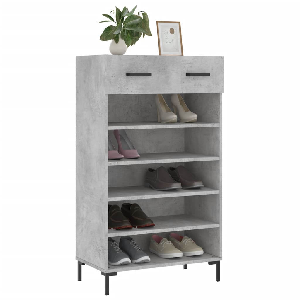 Schoenenkast 60x35x105 cm bewerkt hout betongrijs is nu te koop bij PeponiXL, paradijselijk wonen!