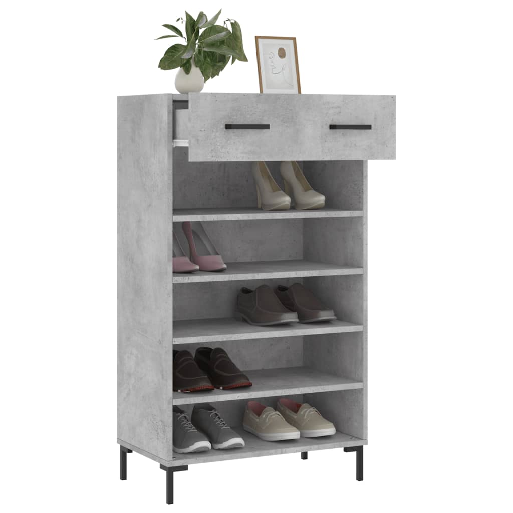 Schoenenkast 60x35x105 cm bewerkt hout betongrijs is nu te koop bij PeponiXL, paradijselijk wonen!