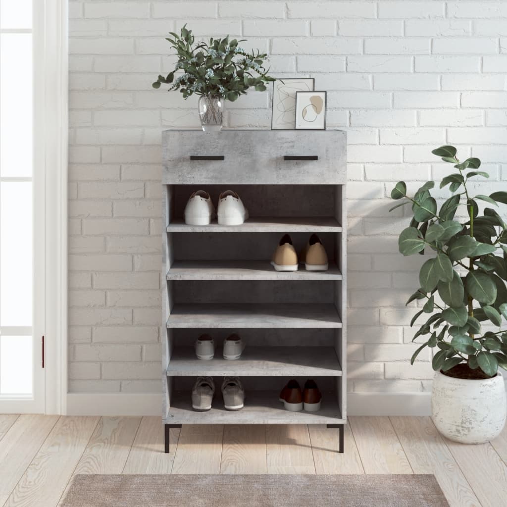 Schoenenkast 60x35x105 cm bewerkt hout betongrijs is nu te koop bij PeponiXL, paradijselijk wonen!