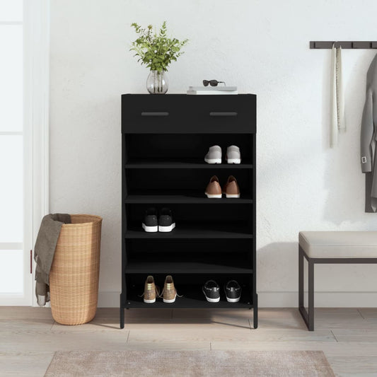 Schoenenkast 60x35x105 cm bewerkt hout zwart is nu te koop bij PeponiXL, paradijselijk wonen!