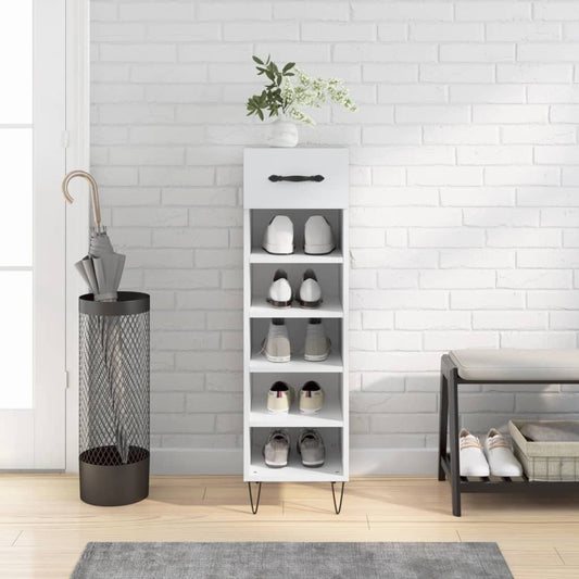 Schoenenkast 30x35x105 cm bewerkt hout wit is nu te koop bij PeponiXL, paradijselijk wonen!