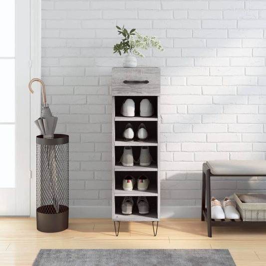 Schoenenkast 30x35x105 cm bewerkt hout grijs sonoma eikenkleur is nu te koop bij PeponiXL, paradijselijk wonen!