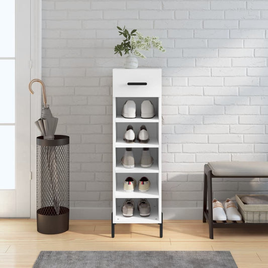 Schoenenkast 30x35x105 cm bewerkt hout wit is nu te koop bij PeponiXL, paradijselijk wonen!