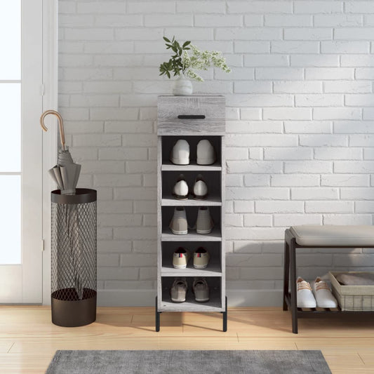 Schoenenkast 30x35x105 cm bewerkt hout grijs sonoma eikenkleur is nu te koop bij PeponiXL, paradijselijk wonen!