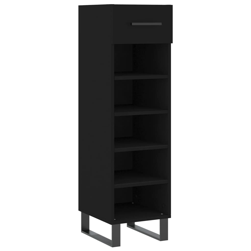 Schoenenkast 30x35x105 cm bewerkt hout zwart is nu te koop bij PeponiXL, paradijselijk wonen!