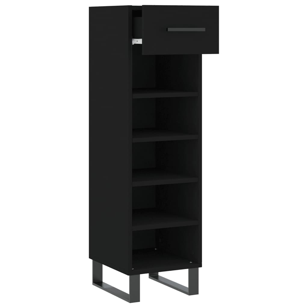 Schoenenkast 30x35x105 cm bewerkt hout zwart is nu te koop bij PeponiXL, paradijselijk wonen!