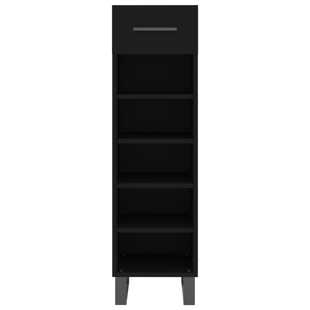 Schoenenkast 30x35x105 cm bewerkt hout zwart is nu te koop bij PeponiXL, paradijselijk wonen!