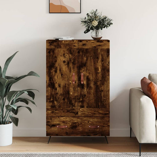 Hoge kast 69,5x31x115 cm bewerkt hout gerookt eikenkleurig is nu te koop bij PeponiXL, paradijselijk wonen!