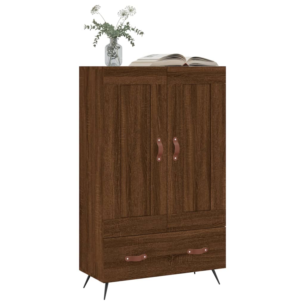 Hoge kast 69,5x31x115 cm bewerkt hout bruin eikenkleur is nu te koop bij PeponiXL, paradijselijk wonen!