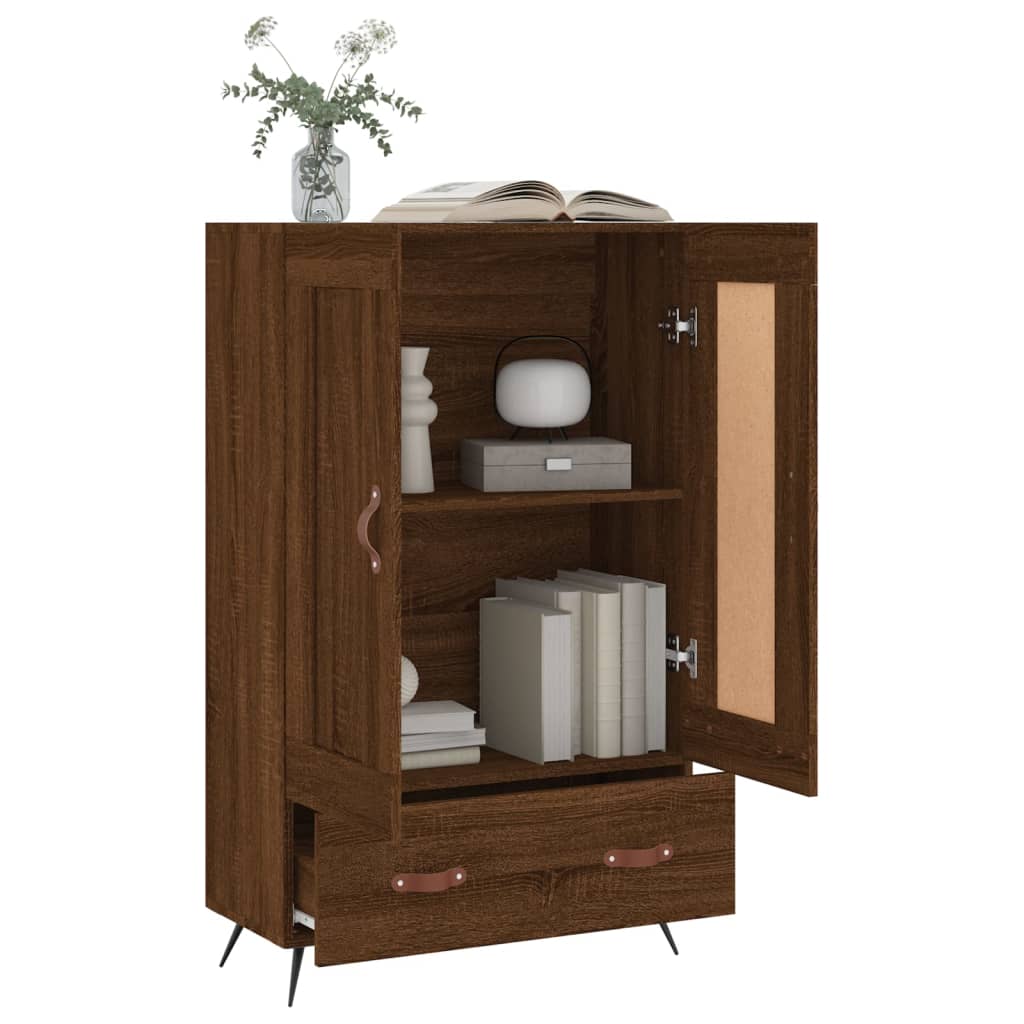 Hoge kast 69,5x31x115 cm bewerkt hout bruin eikenkleur is nu te koop bij PeponiXL, paradijselijk wonen!