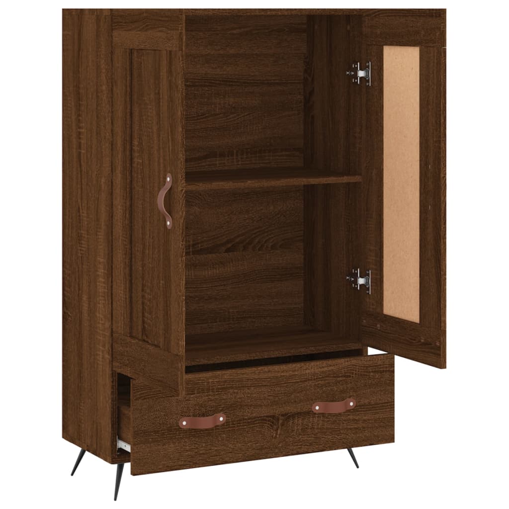Hoge kast 69,5x31x115 cm bewerkt hout bruin eikenkleur is nu te koop bij PeponiXL, paradijselijk wonen!