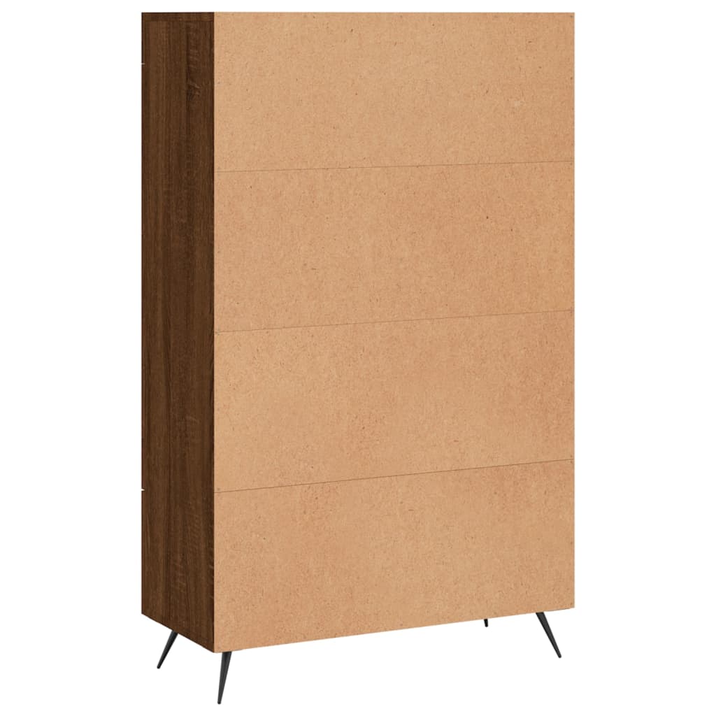 Hoge kast 69,5x31x115 cm bewerkt hout bruin eikenkleur is nu te koop bij PeponiXL, paradijselijk wonen!