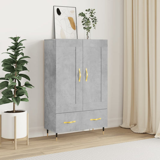 Hoge kast 69,5x31x115 cm bewerkt hout betongrijs is nu te koop bij PeponiXL, paradijselijk wonen!