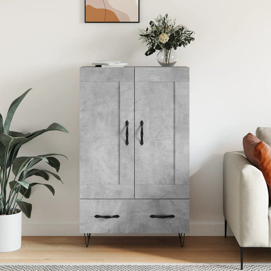 Hoge kast 69,5x31x115 cm bewerkt hout betongrijs is nu te koop bij PeponiXL, paradijselijk wonen!