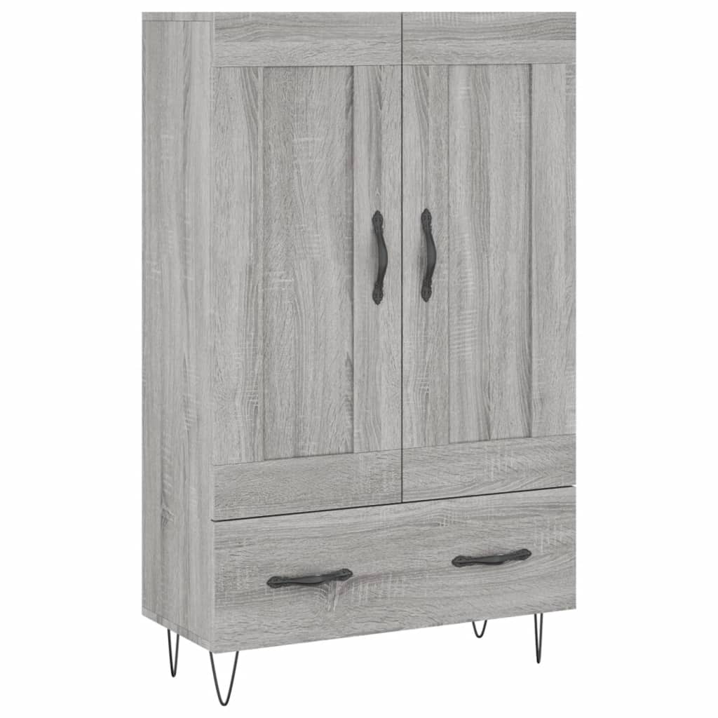 Hoge kast 69,5x31x115 cm bewerkt hout grijs sonoma eikenkleurig is nu te koop bij PeponiXL, paradijselijk wonen!