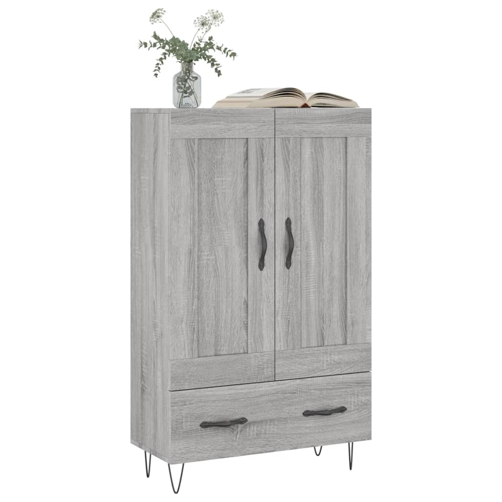 Hoge kast 69,5x31x115 cm bewerkt hout grijs sonoma eikenkleurig is nu te koop bij PeponiXL, paradijselijk wonen!