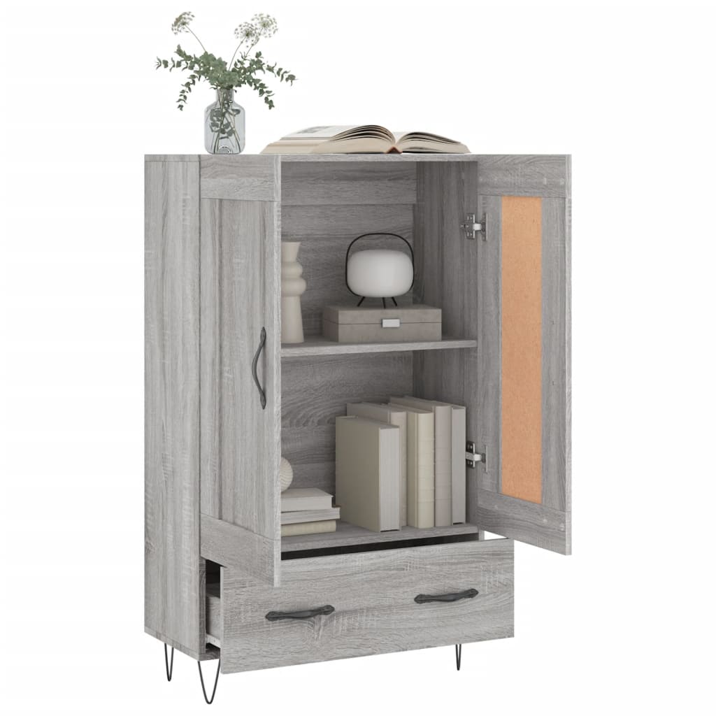 Hoge kast 69,5x31x115 cm bewerkt hout grijs sonoma eikenkleurig is nu te koop bij PeponiXL, paradijselijk wonen!