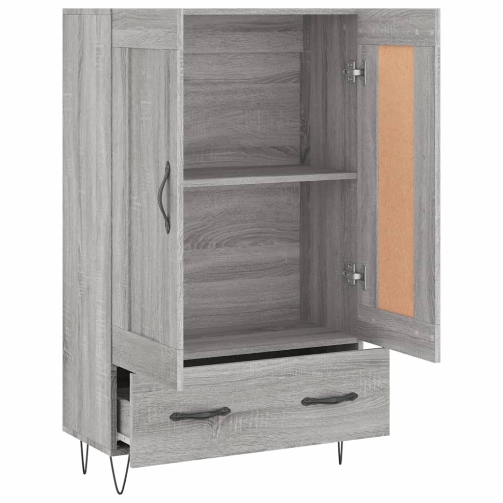 Hoge kast 69,5x31x115 cm bewerkt hout grijs sonoma eikenkleurig is nu te koop bij PeponiXL, paradijselijk wonen!