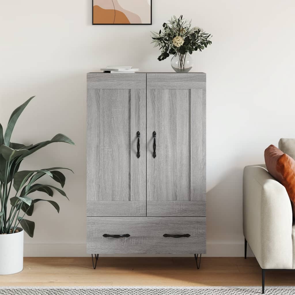 Hoge kast 69,5x31x115 cm bewerkt hout grijs sonoma eikenkleurig is nu te koop bij PeponiXL, paradijselijk wonen!