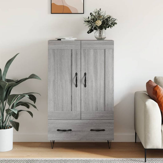 Hoge kast 69,5x31x115 cm bewerkt hout grijs sonoma eikenkleurig is nu te koop bij PeponiXL, paradijselijk wonen!