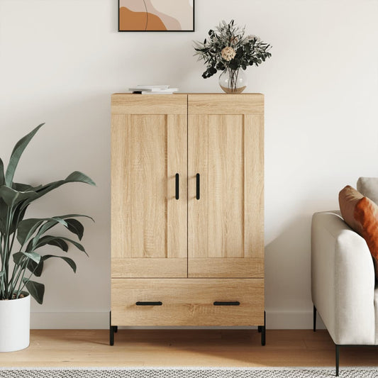 Hoge kast 69,5x31x115 cm bewerkt hout sonoma eikenkleurig is nu te koop bij PeponiXL, paradijselijk wonen!