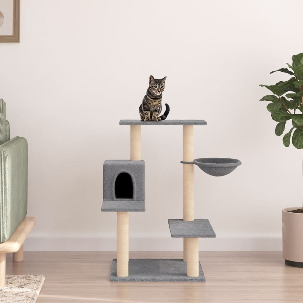 Kattenmeubel met sisal krabpalen 82,5 cm lichtgrijs is nu te koop bij PeponiXL, paradijselijk wonen!