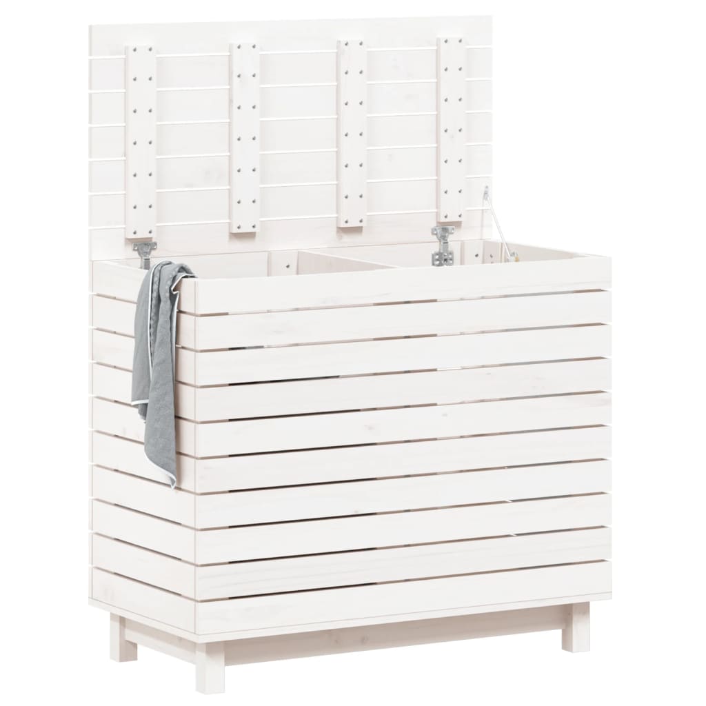 Wasmand 88,5x44x76 cm massief grenenhout wit is nu te koop bij PeponiXL, paradijselijk wonen!